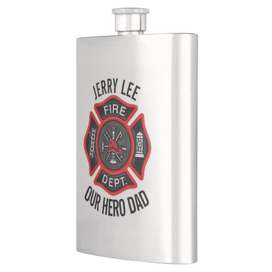 Feuerwehrmann-kundenspezifischer Text-Name Flachmann (Links)