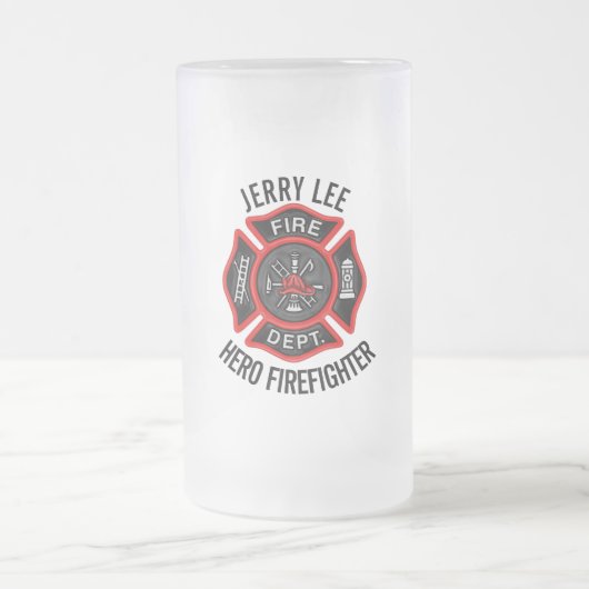 Feuerwehrmann-kundenspezifischer Text-Name Mattglas Bierglas (Mittel)