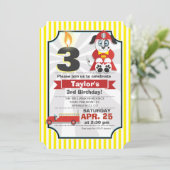 Feuerwehrmann, LKW-Kindergeburtstag Party Einladung (Stehend Vorderseite)