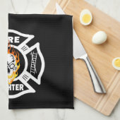 Feuerwehrmann-lodernder Schädel Küchentuch (Viertel Falte)