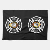 Feuerwehrmann-lodernder Schädel Küchentuch (Horizontal)
