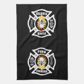 Feuerwehrmann-lodernder Schädel Küchentuch (Vertikal)