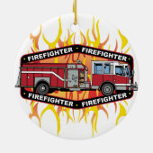 Feuerwehrmann-Löschfahrzeug Keramik Ornament (Hinten)