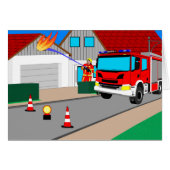 Feuerwehrmann löscht Garagenbrand (Vorderseite (Horizontal))