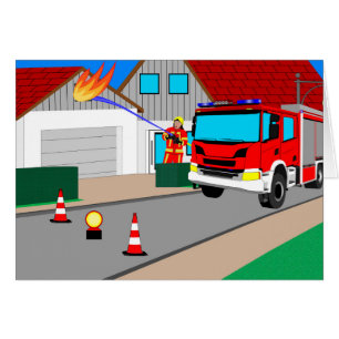 Feuerwehrmann löscht Garagenbrand