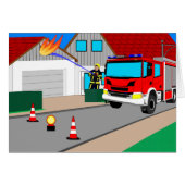 Feuerwehrmann löscht Garagenbrand (Vorderseite (Horizontal))