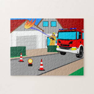 Feuerwehrmann löscht Garagenbrand Puzzle