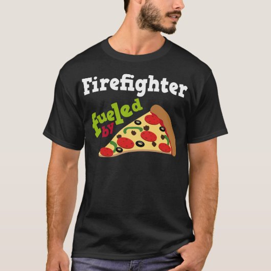 Feuerwehrmann-(lustige) Pizza T-Shirt (Vorderseite)
