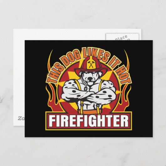 Feuerwehrmann mag es heiß postkarte (Vorne/Hinten)