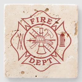 Feuerwehrmann Maltas Cross Travertin Untersetzer