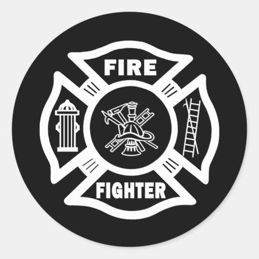 Feuerwehrmann Malteser Runder Aufkleber (Vorderseite)