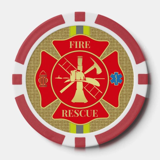 Feuerwehrmann Maltesische Cross Bunker Gear Art Pokerchips (Vorderseite)