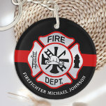 Feuerwehrmann Maltesischer Cross Personalisiert Fi Schlüsselanhänger<br><div class="desc">Personalisierter Thin Red Line Maltese Cross Feuerwehrmann Schlüsselanhänger - modernes Schwarz-Silber-Design. Personalisieren Sie Ihre Daten mit Feuerwehr, Feuerwehrnamen oder Ihrem Text. Dieser personalisierte Feuerwehrmann-Schlüsselanhänger eignet sich hervorragend für Feuerwehren, Feuerwehren, Gedenkstätten, Weihnachtsgeschenke oder kleine Geschenke. COPYRIGHT © 2020 Judy Burrows, Black Dog Art - Alle Rechte vorbehalten. Feuerwehrmann Maltesischer Cross Personalisiert...</div>