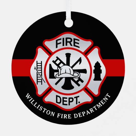 Feuerwehrmann Maltesischer Kreuz Personalisierter Ornament Aus Metall (Rückseite)