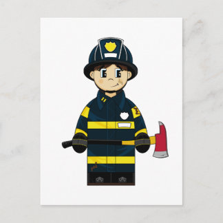 Feuerwehrmann mit Ax-Postkarte Postkarte