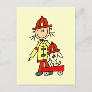 Feuerwehrmann mit Dalmation-T-Shirts und Geschenke Postkarte