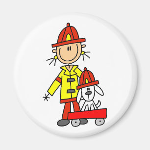 Feuerwehrmann mit Dalmation T-Shirts und Magnet