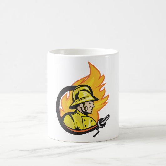 Feuerwehrmann mit einer Schlauch-Tasse Kaffeetasse (Mittel)
