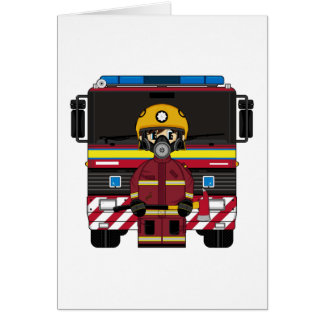 Feuerwehrmann mit Feuer-Motor-Karte