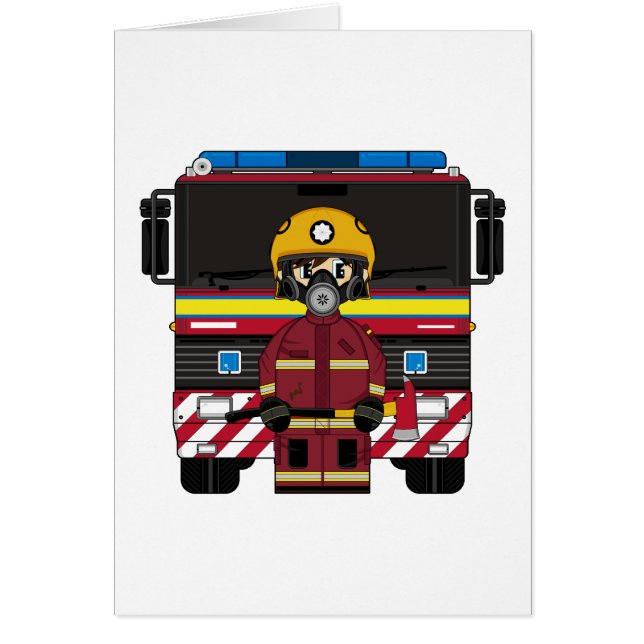 Feuerwehrmann mit Feuer-Motor-Karte (Vorne)