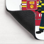 Feuerwehrmann mit Feuer-Motor Mousepad (Ecke)