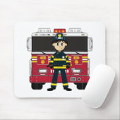 Feuerwehrmann mit Feuer-Motor Mousepad (Mit Mouse)
