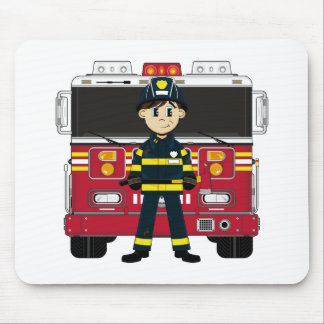 Feuerwehrmann mit Feuer-Motor Mousepad