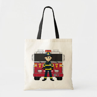 Feuerwehrmann mit Feuer-Motor-Taschen-Tasche Tragetasche