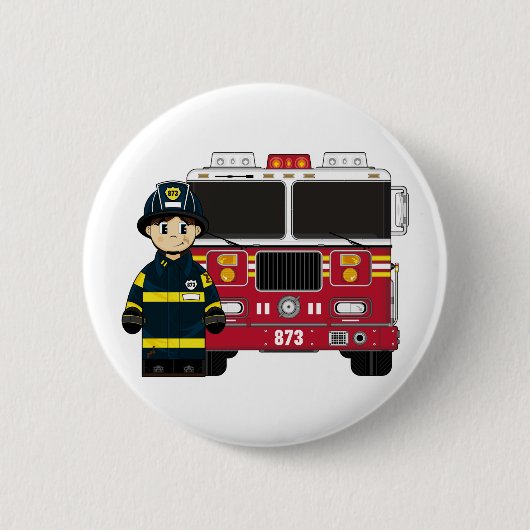 Feuerwehrmann mit Motor-Abzeichen Button (Vorderseite)