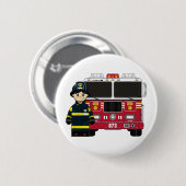 Feuerwehrmann mit Motor-Abzeichen Button (Vorne & Hinten)