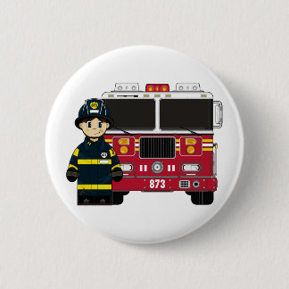 Feuerwehrmann mit Motor-Abzeichen Button