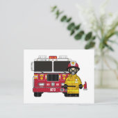 Feuerwehrmann mit Motor Postkarte (Stehend Vorderseite)
