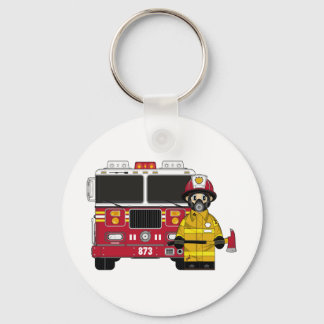 Feuerwehrmann mit Motor Schlüsselanhänger