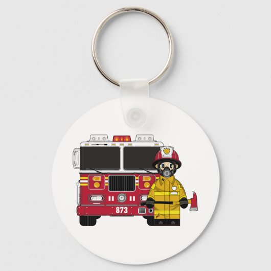 Feuerwehrmann mit Motor Schlüsselanhänger (Vorderseite)