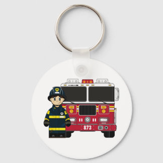 Feuerwehrmann mit Motor Schlüsselanhänger