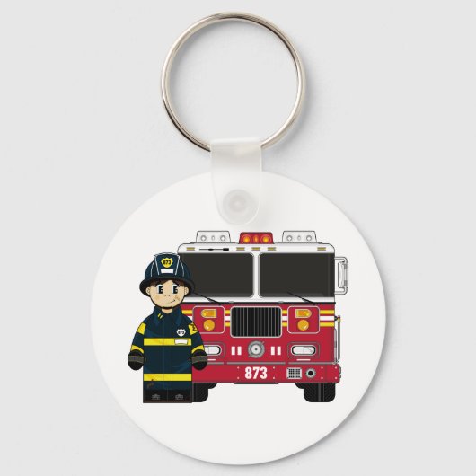 Feuerwehrmann mit Motor Schlüsselanhänger (Vorderseite)