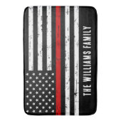 Feuerwehrmann mit personalisierter dünner roter Li Badematte (Vorderseite Vertikal)