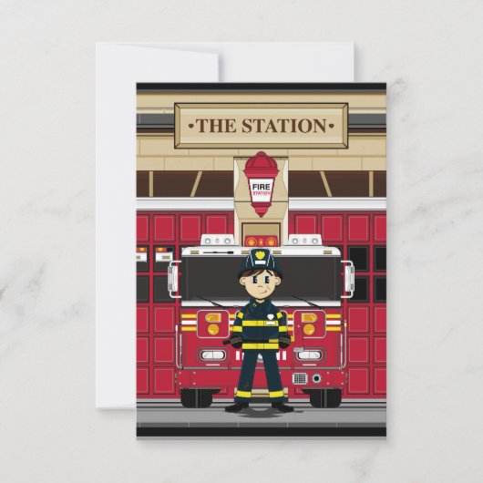 Feuerwehrmann mit RSVP-Motor RSVP Karte (Vorderseite)