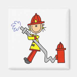 Feuerwehrmann mit Schlauch T-Shirts und Geschenke Magnet