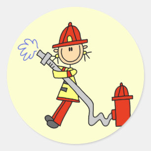 Feuerwehrmann mit Schlauch T-Shirts und Geschenke Runder Aufkleber
