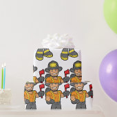 Feuerwehrmann mit x geschenkpapier