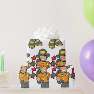 Feuerwehrmann mit x geschenkpapier
