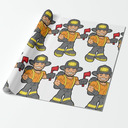 Feuerwehrmann mit x geschenkpapier (Ungerollt)