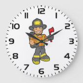 Feuerwehrmann mit x große wanduhr (Vorderseite)