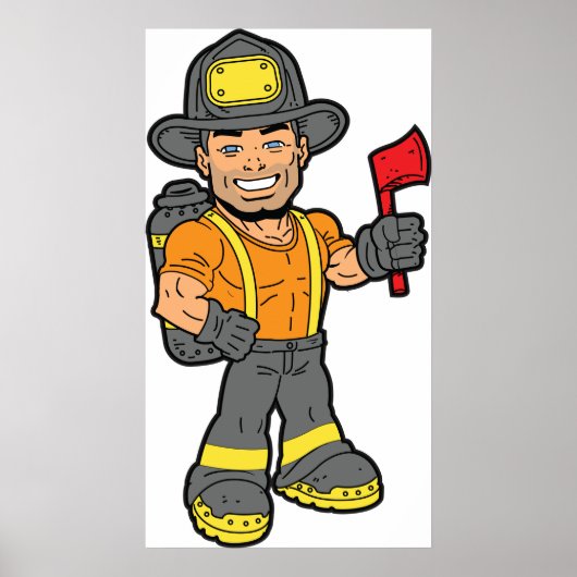 Feuerwehrmann mit x poster (Vorne)