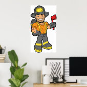 Feuerwehrmann mit x poster (Heimbüro)