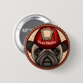 Feuerwehrmann-Mops Button (Vorne & Hinten)