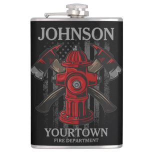 Feuerwehrmann NAME Feuerwehr Hydrant USA-Flagge  Flachmann