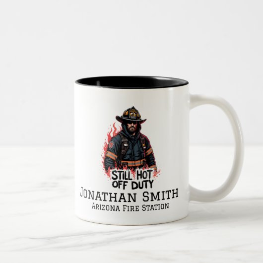 Feuerwehrmann oder Feuerwehrmann Lustige Sprüche Zweifarbige Tasse (Rechts)