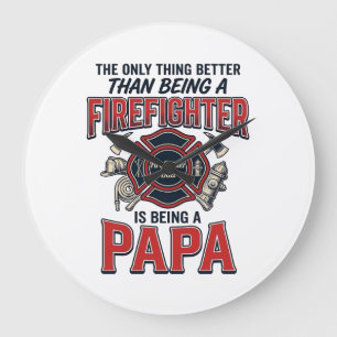 Feuerwehrmann Papa Vintage Gravur Shirt Design_1 Große Wanduhr
